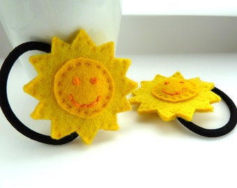 Punky Brewster sun hair ties, adult size - yellow, sunny, sunshine, happy, smile, smiley,  hair bands, hair bobbles