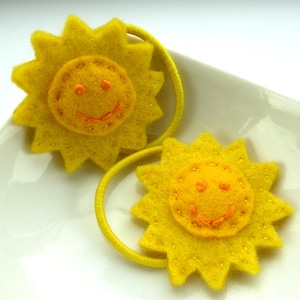 Punky Brewster sun hair ties, child size yellow, children's, girls, sunny, sunshine, happy, smile, smiley, hair bands, hair bobbles image 2