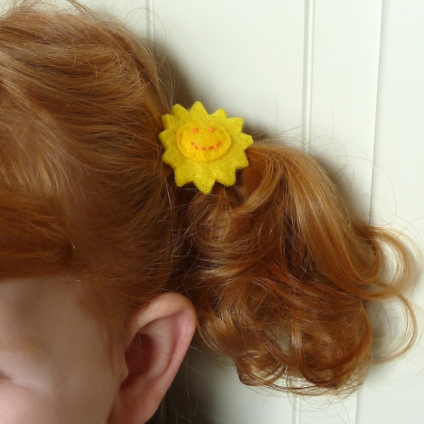 Punky Brewster sun hair ties, child size - yellow, children's, girls, sunny, sunshine, happy, smile, smiley,  hair bands, hair bobbles