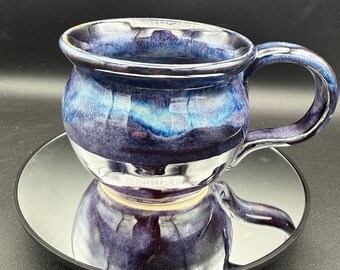 Handmade Pottery Coffee Mug, Stoneware Artisan Glaze, 16 oz