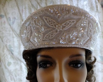 Great Gatsby 1920s flapper wedding beaded head piece