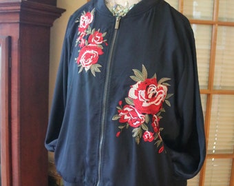 40s style bomber jacket embroidered navy red coat wrap cape flapper coat