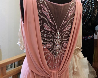 Powder Pink art deco beaded karina wedding dress slinky 1930s wedding dress bridal gown