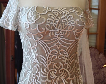 SALE embroidered lace wedding gown