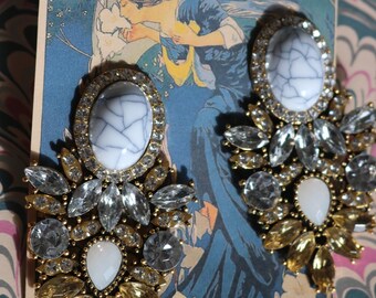 Flapper deco Vintage inspired Sparkling Chandelier Earrings weddings evening or Prom Jewelry 1920s art deco