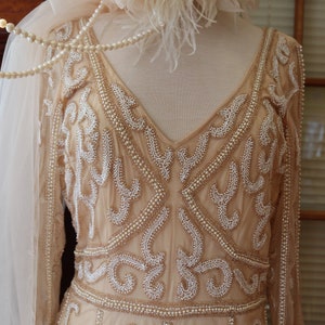 Beaded Flapper Wedding Dress Bridal Gown Gatsby Inspired Art Deco 1920s ...