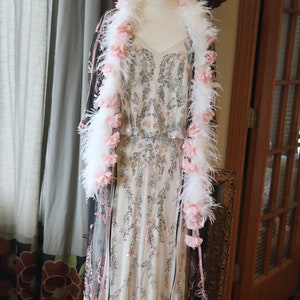 Pale pink auroura borealis silver beaded wedding dress bridal wedding dress flapper vintage gatsby plus size 18