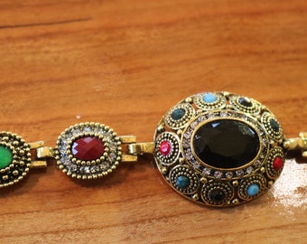 Vintage Inspired bracelet art deco flapper ethnic 1920s 1930s bracelet crystal bracelets bangles costume jewelry black