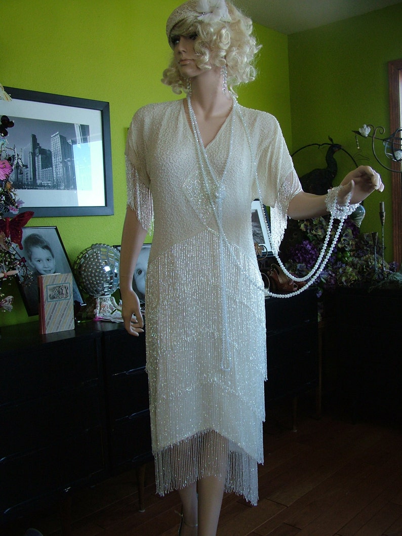 1920s Flapper Fringed wedding dress Great Gatsby Boardwalk Empire Reception alternative dress image 1