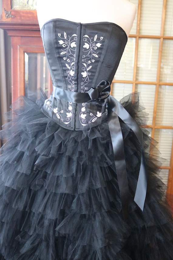 BLACK Wedding Bustier Corset Bridal Steampunk Victorian Vampire