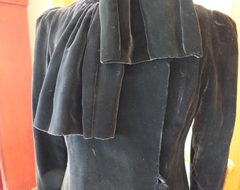 Black silk velvet 1940s coat wrap vintage velvet wedding coat