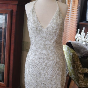 1920s flapper BEADED short flapper dress sz 12-16 reception wedding vegas beach dress
