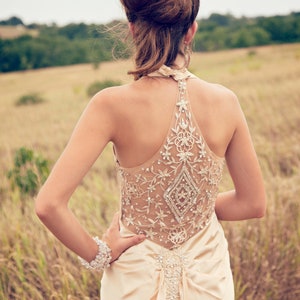 1920s Beaded 1930s Inspired Wedding dress reception dress flapper alternative backless dress