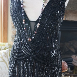 1920s Miss Fisher inspired Flapper sequinned wedding dress Downton abbey bridal gown black backless sexy bridal sz 10-14