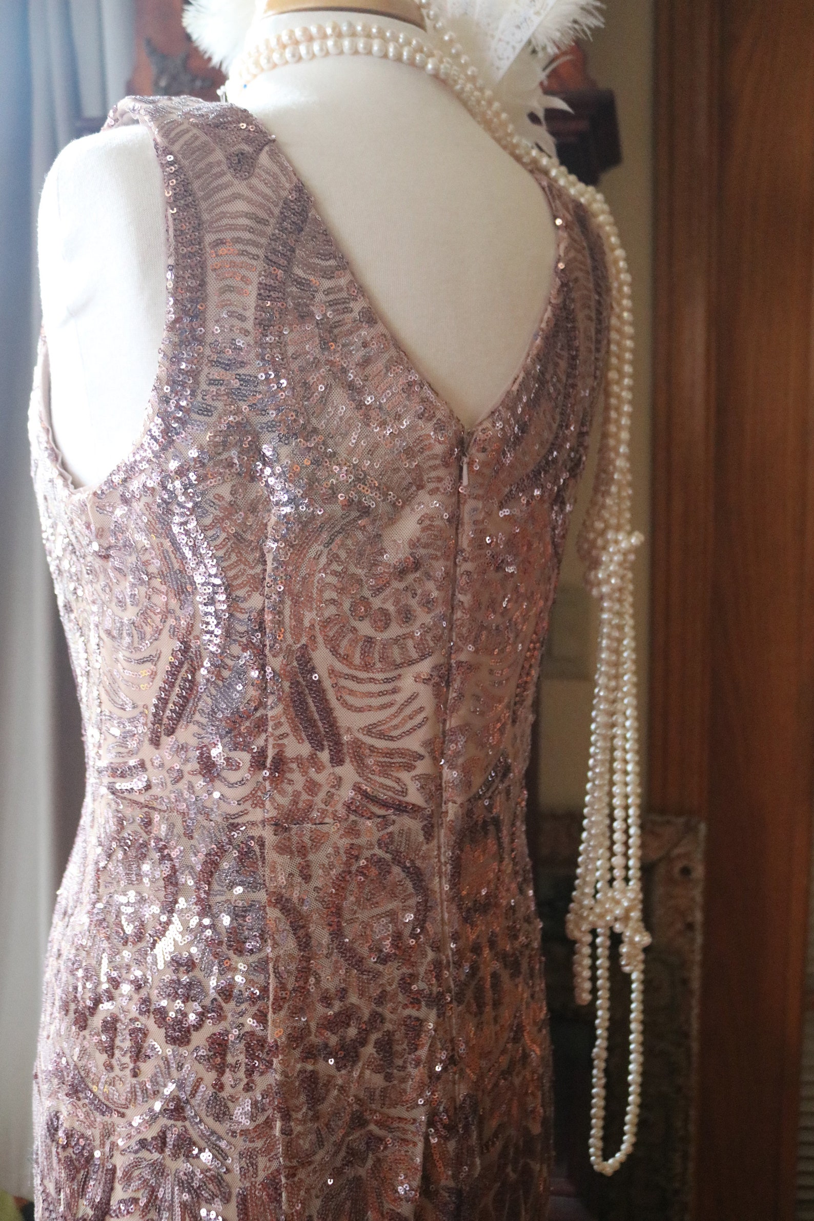 Flapper 1920s Pale Pink Sequin Silver Beaded Wedding Dress - Etsy