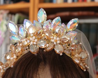 Handmade wedding tiara wedding crown fairy woodland celtic camelot crown flower headband