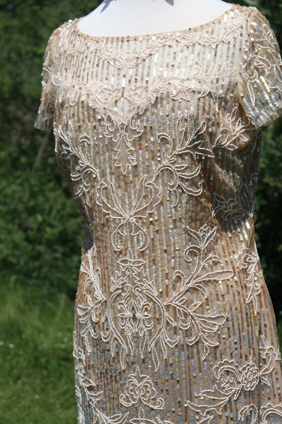 1920s 1930s style flapper beaded dress beaded Dow… - image 7