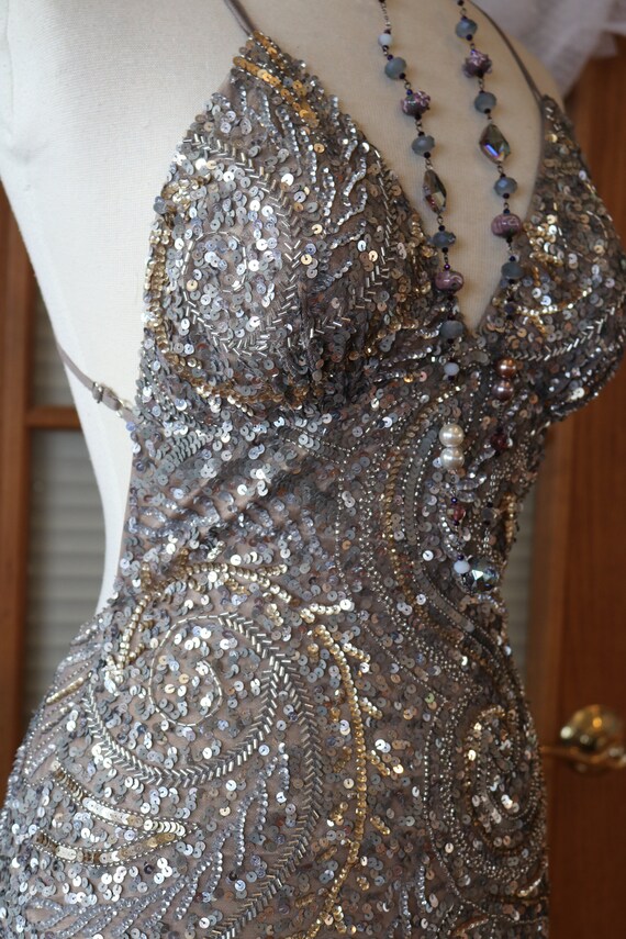 Wedding dress bridal gown 1920s 1930s pearl beaded