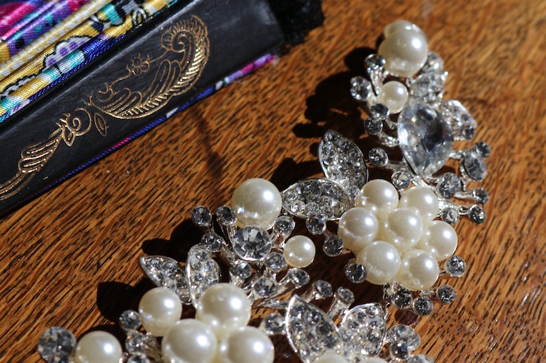 Pearl rhinestone wedding bridal headpiece tiara hair jewelry