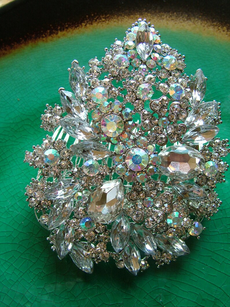 Sparkling Auroura Borealis Rhinestone Hair Comb Wedding Tiara image 4