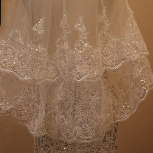 Wedding veil sequined beaded 2 tier bridal veil