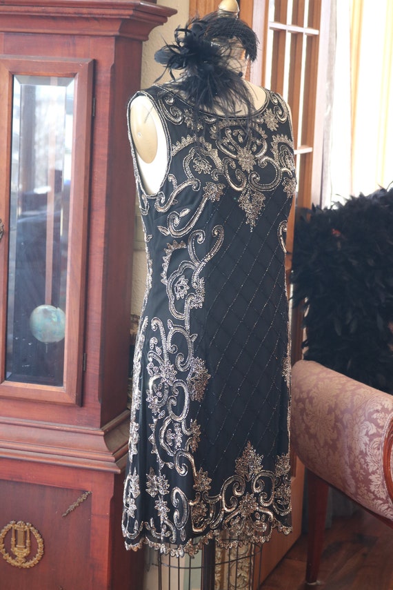 1920s 1930s style flapper beaded dress beaded Down