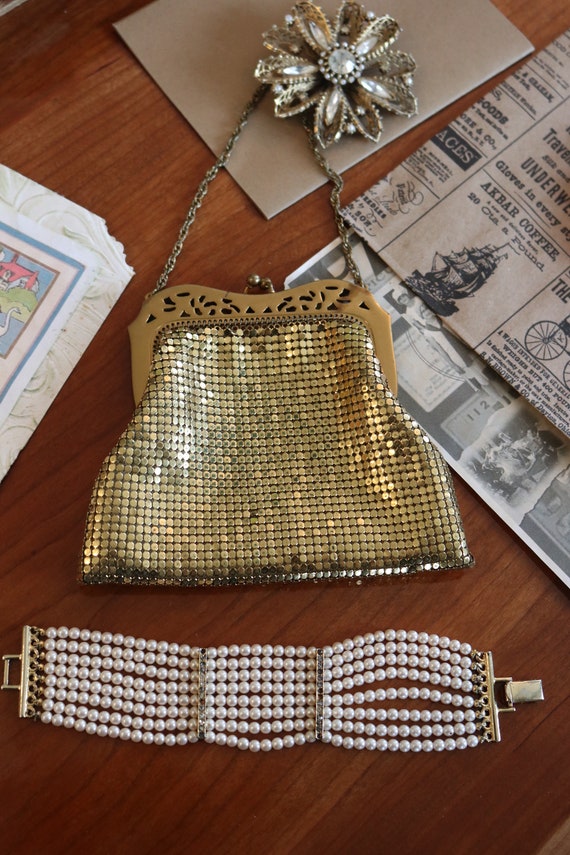 Gold vintage antique wedding cocktail purse bag e… - image 2