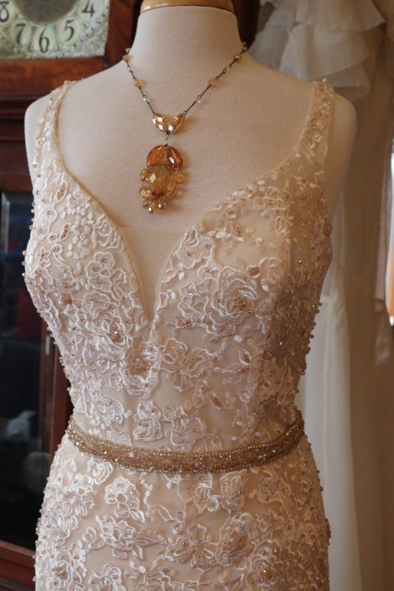 Wedding Dress Mermaid Fit N Flare Bridal Gown Lace Beadwork Etsy