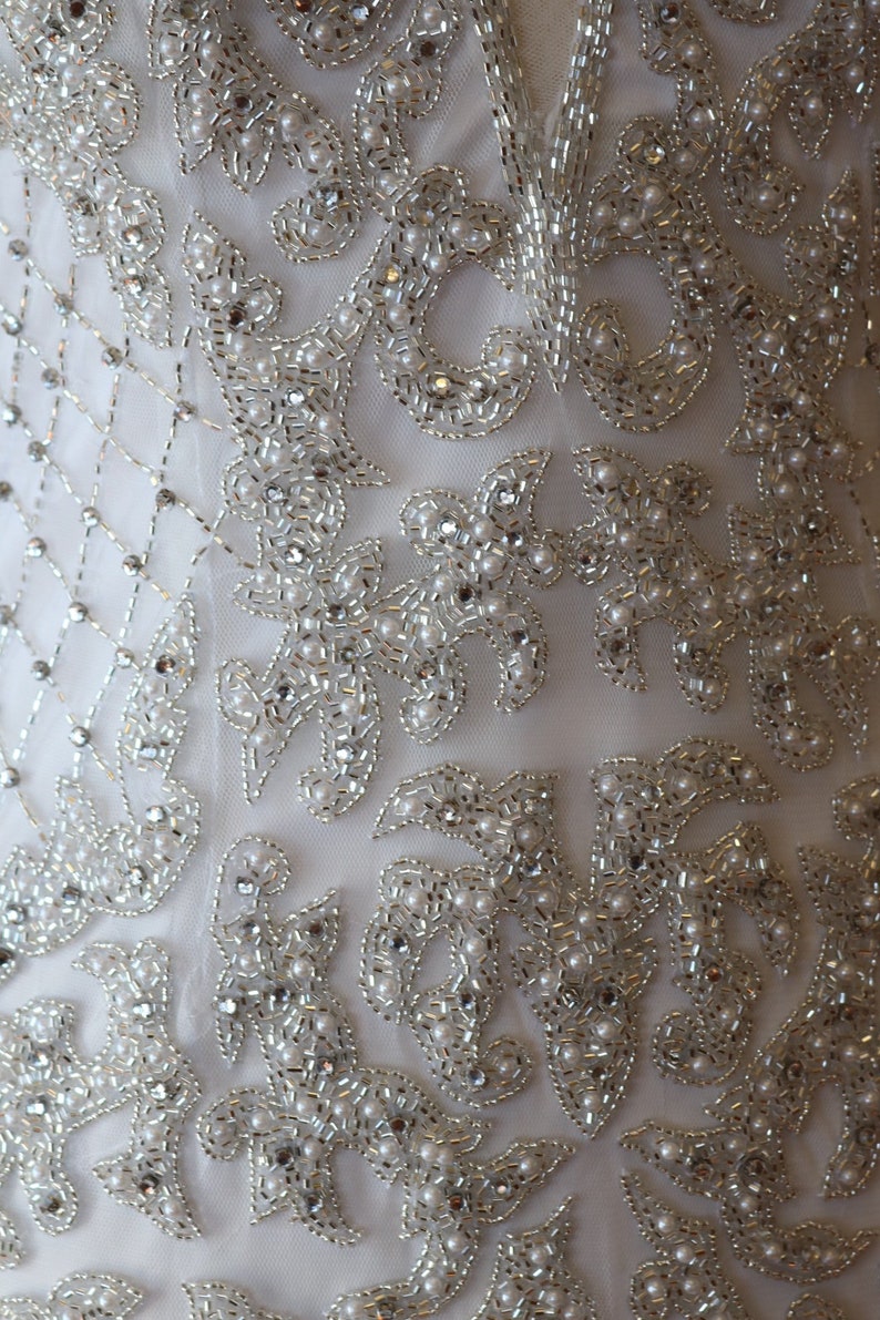 1920s Styled Wedding Heavy Rich Beaded Pearl Rhinestone White | Etsy