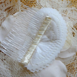 Handmade lace feather wedding headpeice floral comb 1920s veil tiara image 3