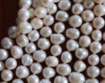 freshwater Pearls string of pearls ivory pearl necklace pearls 60 inches flapper pearls