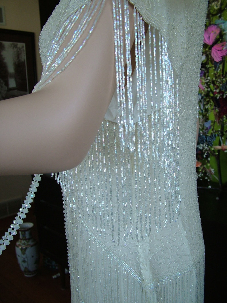 1920s Flapper Fringed wedding dress Great Gatsby Boardwalk Empire Reception alternative dress image 4