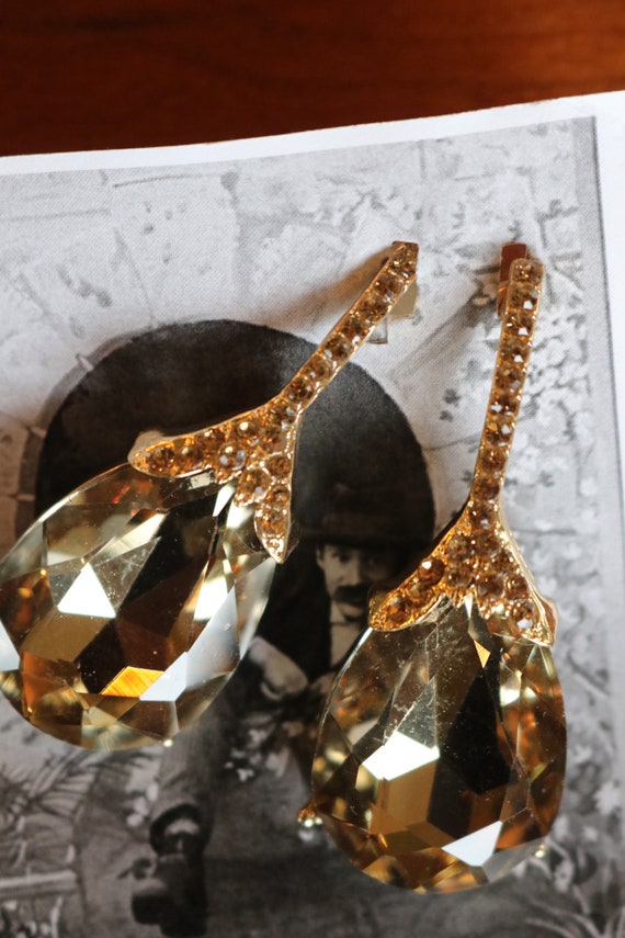 Caramel crystal earrings wedding dress evening go… - image 2