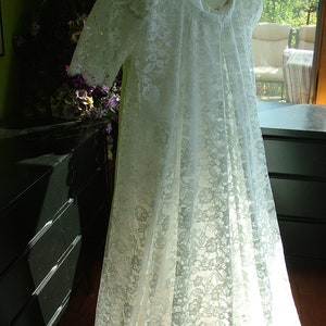 Wedding dress glorious 1960s lace wedding coat satin sheath gown empire wasitline bridal gown image 4