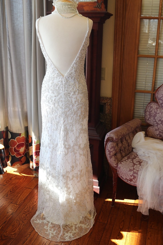 1920s styled Wedding heavy rich beaded pearl  rhi… - image 8