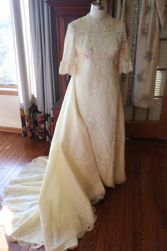 1960s Silk Lace Wedding Dress Empire Historic Celtic Etsy