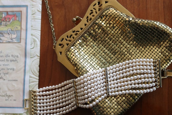 Gold vintage antique wedding cocktail purse bag e… - image 5