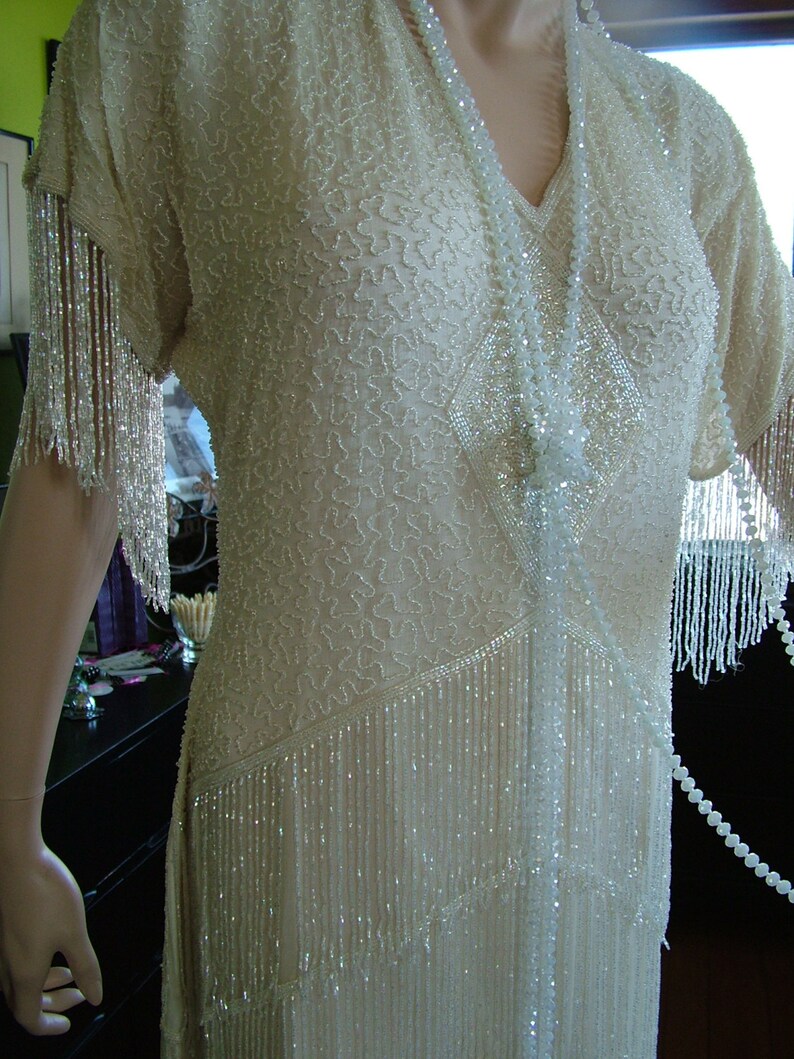 1920s Flapper Fringed wedding dress Great Gatsby Boardwalk Empire Reception alternative dress image 5