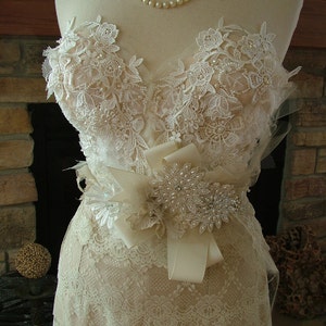 Wedding Bustier custom dress with any style skirt Marilyn Monroe 1950s vintage inspired lace dress