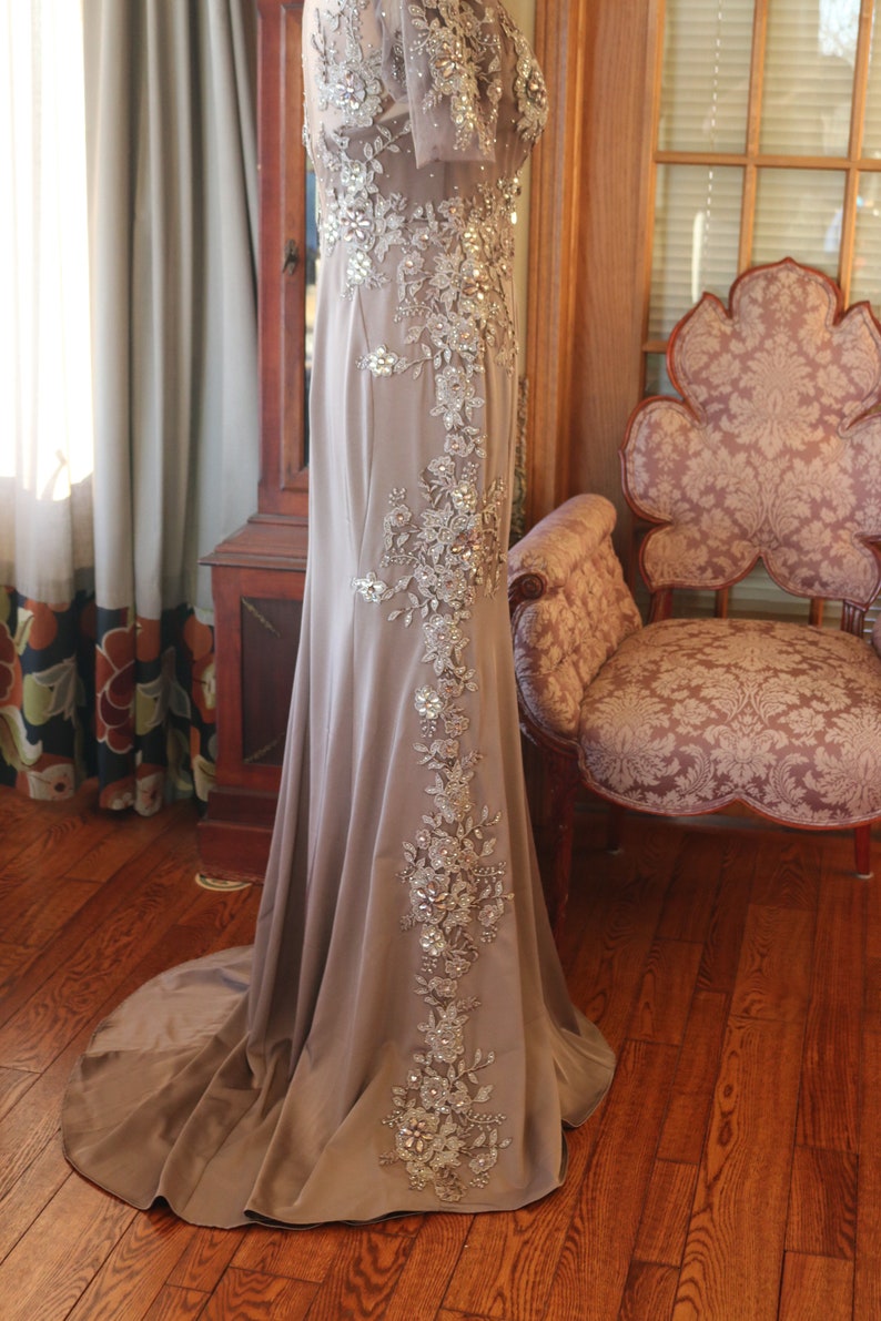 SALE Wedding dress beaded mocha gold sexy bridal gown flapper Etsy