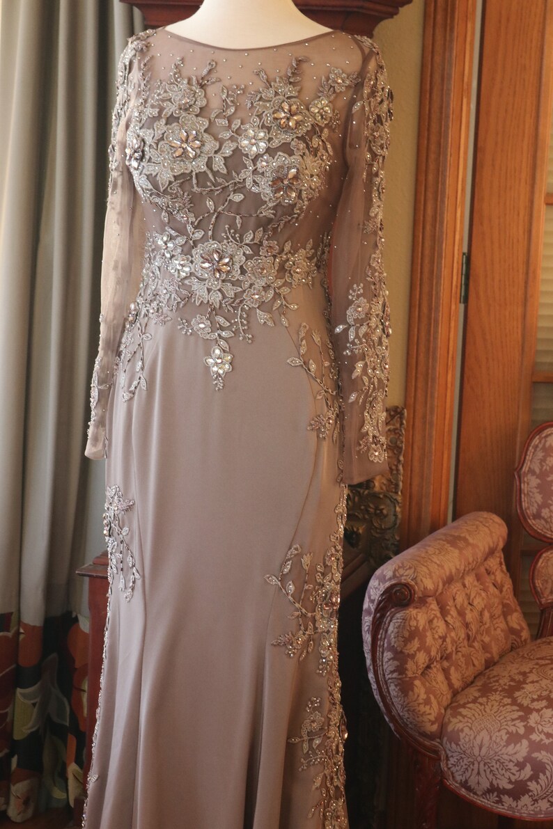 SALE Wedding dress beaded mocha gold sexy bridal gown flapper Etsy