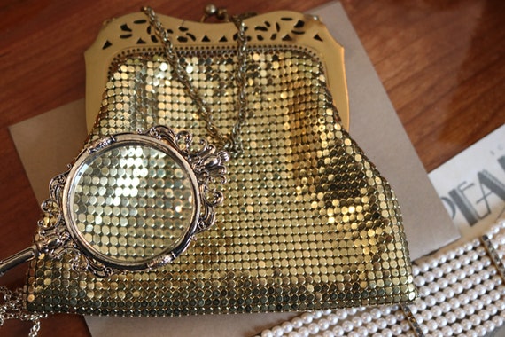 Gold vintage antique wedding cocktail purse bag e… - image 1