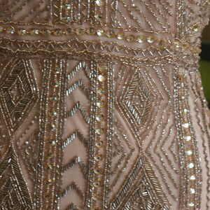 Silver gold Fringe art deco Flapper dress Downton abbey bridal silver heavily beaded sexy image 2