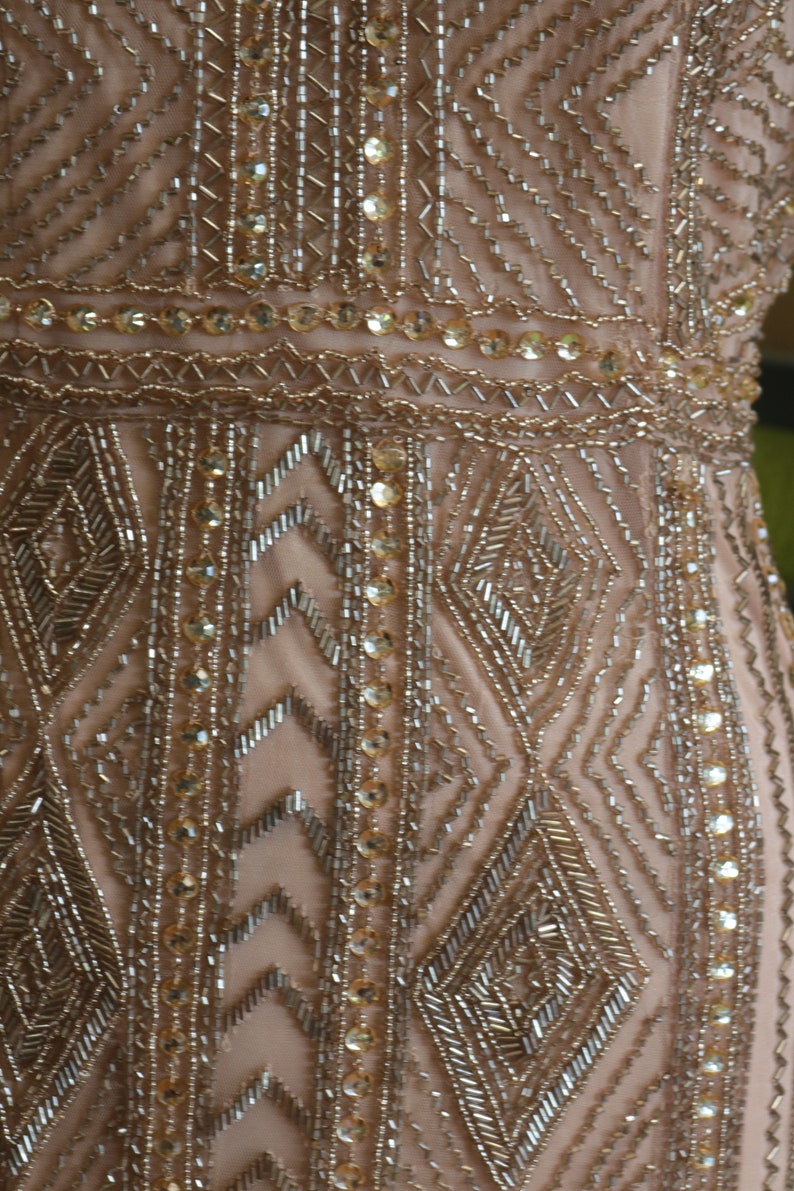 Silver gold Fringe art deco Flapper dress Downton abbey bridal silver heavily beaded sexy image 2