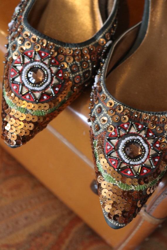 Wedding dress shoes kitten heels chocolate pumps … - image 8