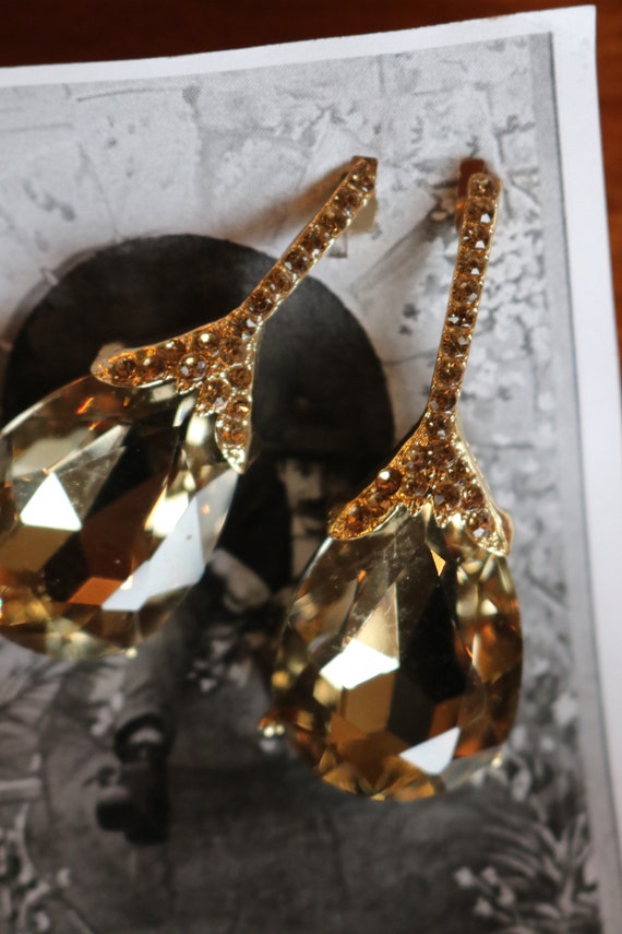 Caramel crystal earrings wedding dress evening go… - image 4