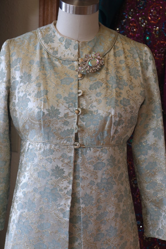 1960s brocade dress jacket cocktail wedding party 