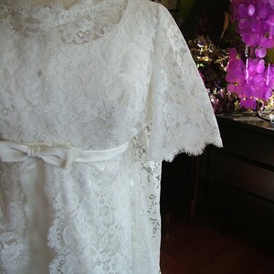 Wedding dress glorious 1960s lace wedding coat satin sheath gown empire wasitline bridal gown image 2