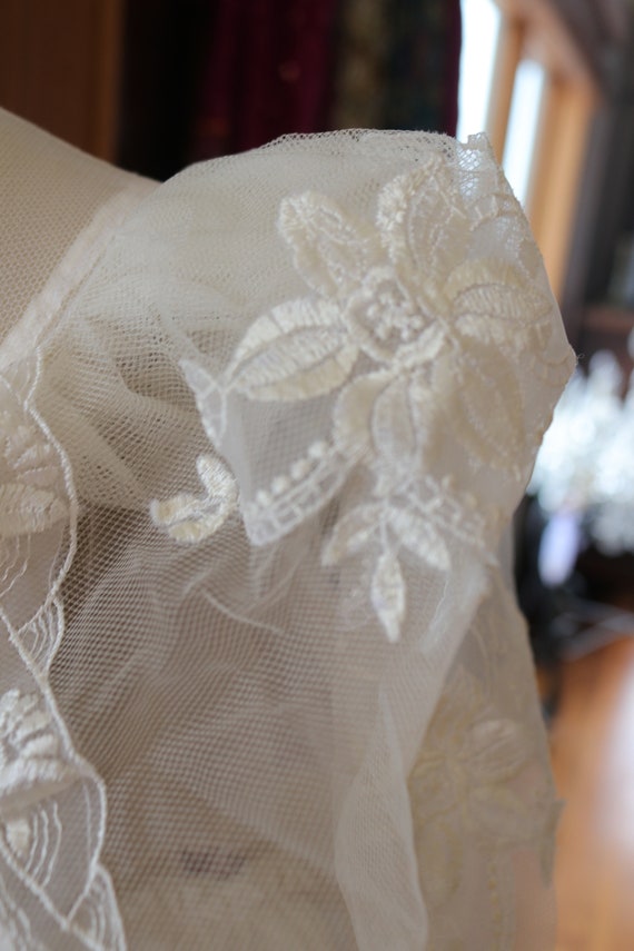 1980s Victorian inspired wedding dress satin lace… - image 7