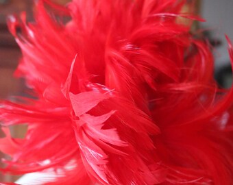 RUBY RED Feathered large wedding hairpiece headband tiara veil wedding veil seven in diameter ivory red hot pink turquoise